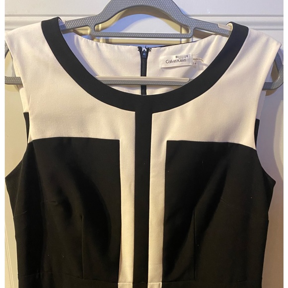 Calvin Klein Black&White Dress, Size 14, Sleeveless, Zipper n Back - Picture 2 of 8